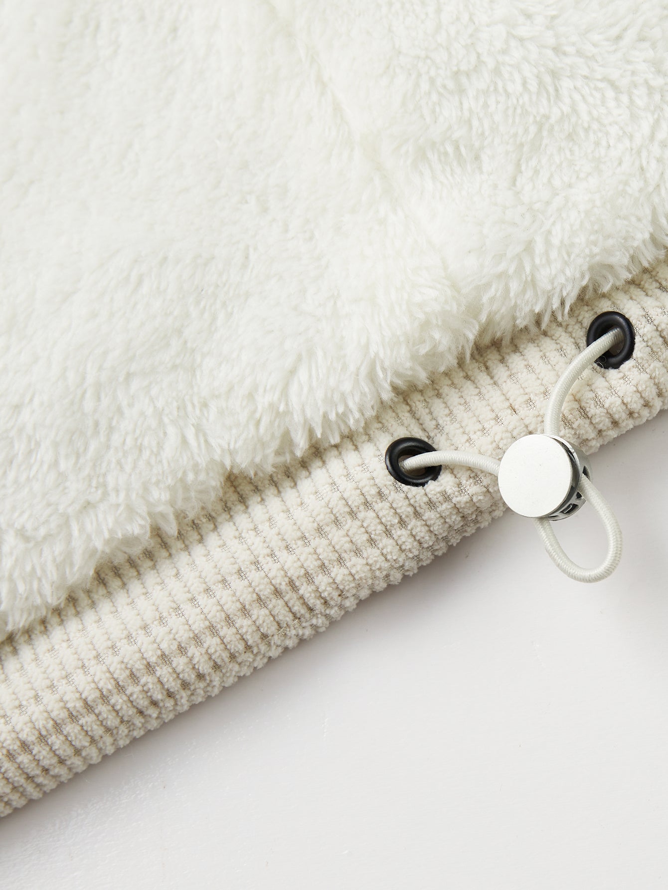 Teddy Lined Corduroy Hooded Puffer Coat