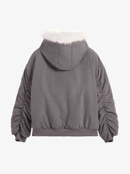 Oversized Reversible Fur Hooded Jacket