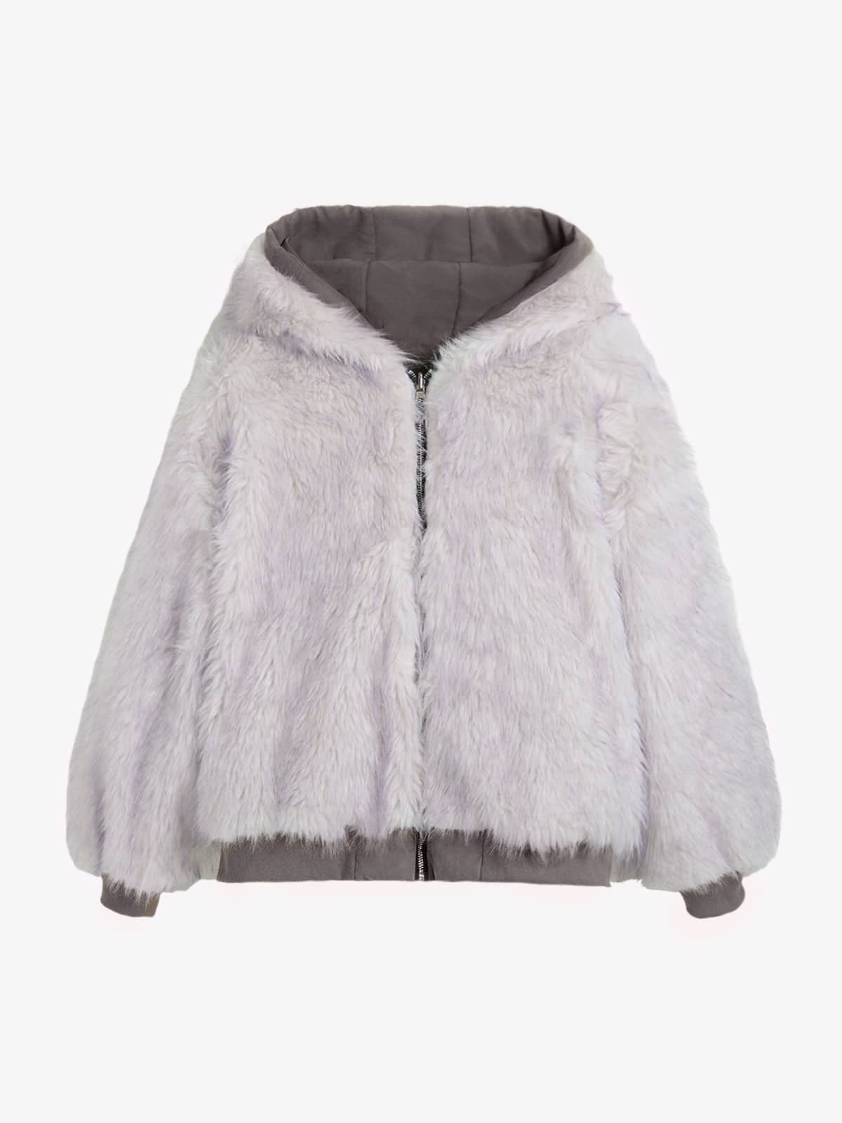 Oversized Reversible Fur Hooded Jacket