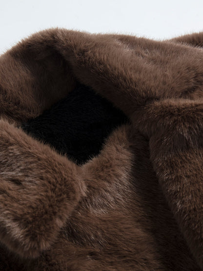 Faux Fur Notch Lapel Coat