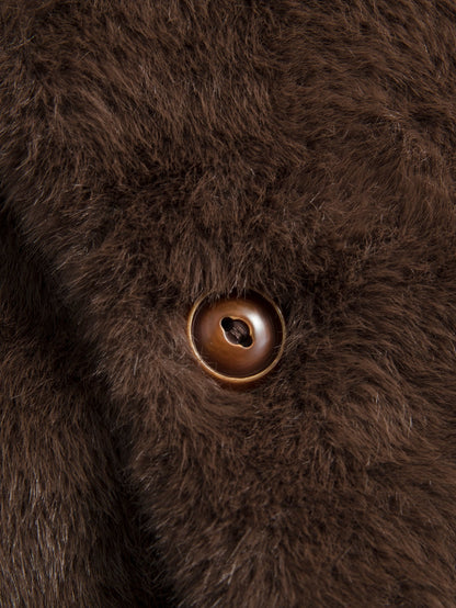 Faux Fur Notch Lapel Coat