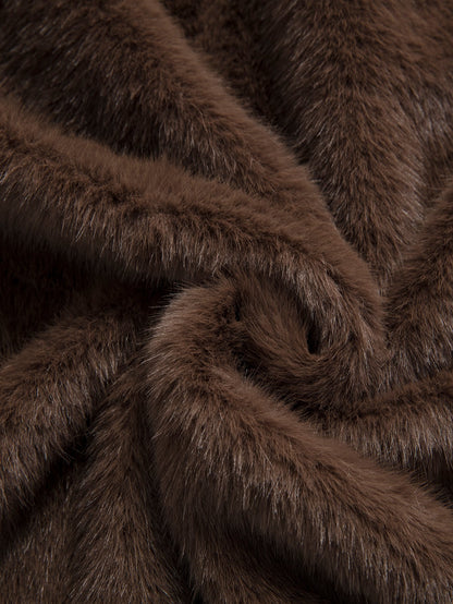 Faux Fur Notch Lapel Coat