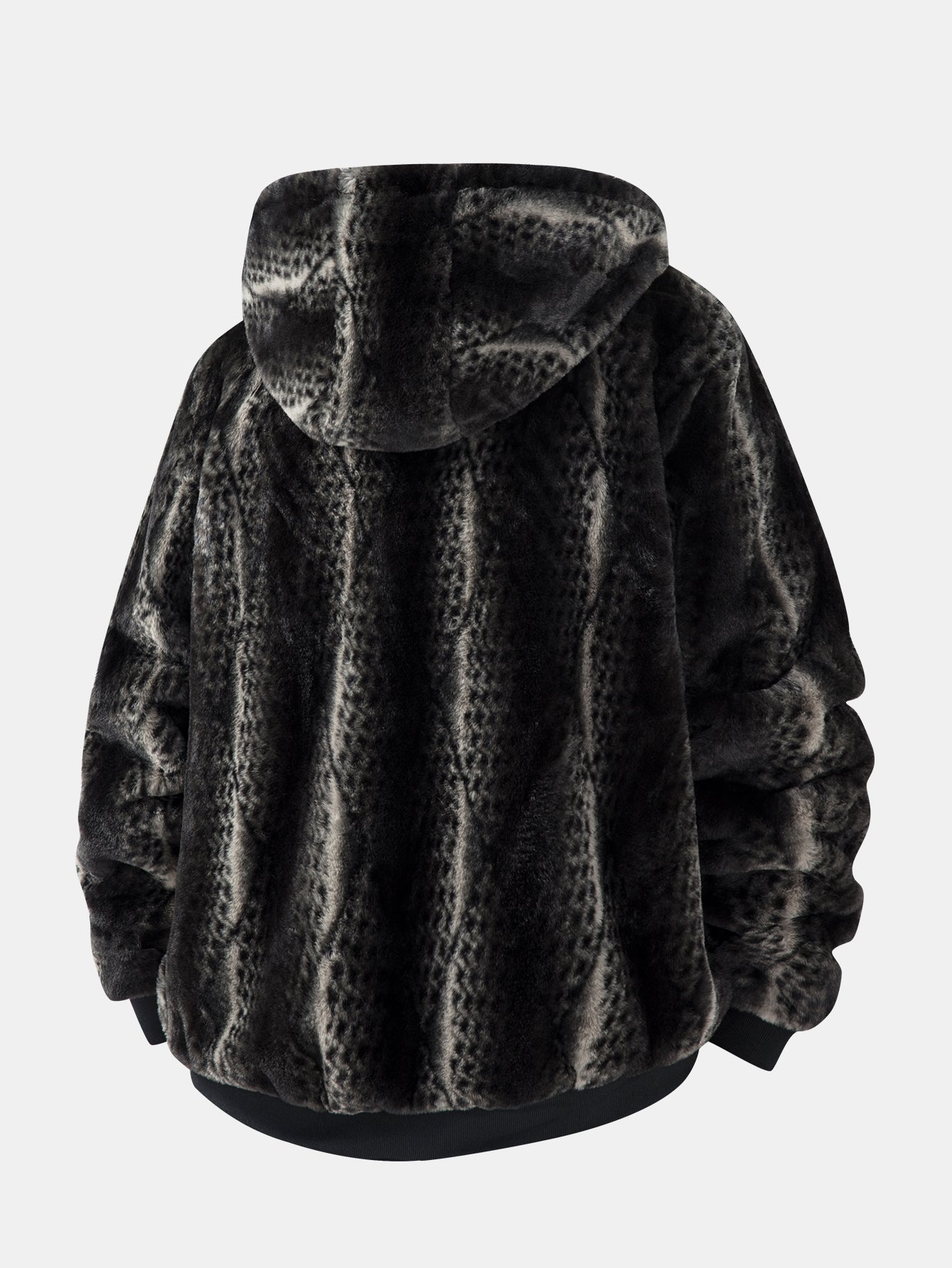 Animal Print Faux Fur Hooded Jacket