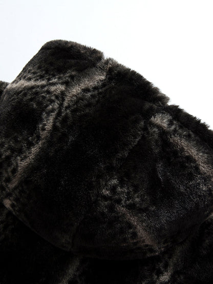 Animal Print Faux Fur Hooded Jacket