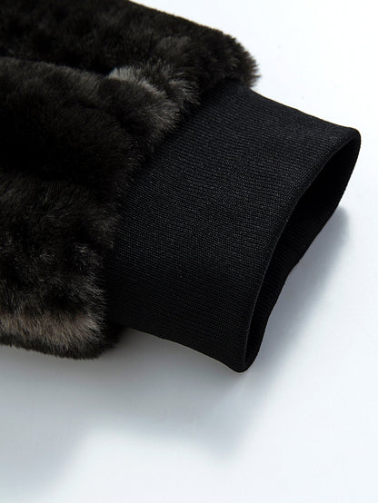 Animal Print Faux Fur Hooded Jacket