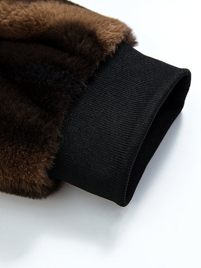 Animal Print Faux Fur Hooded Jacket