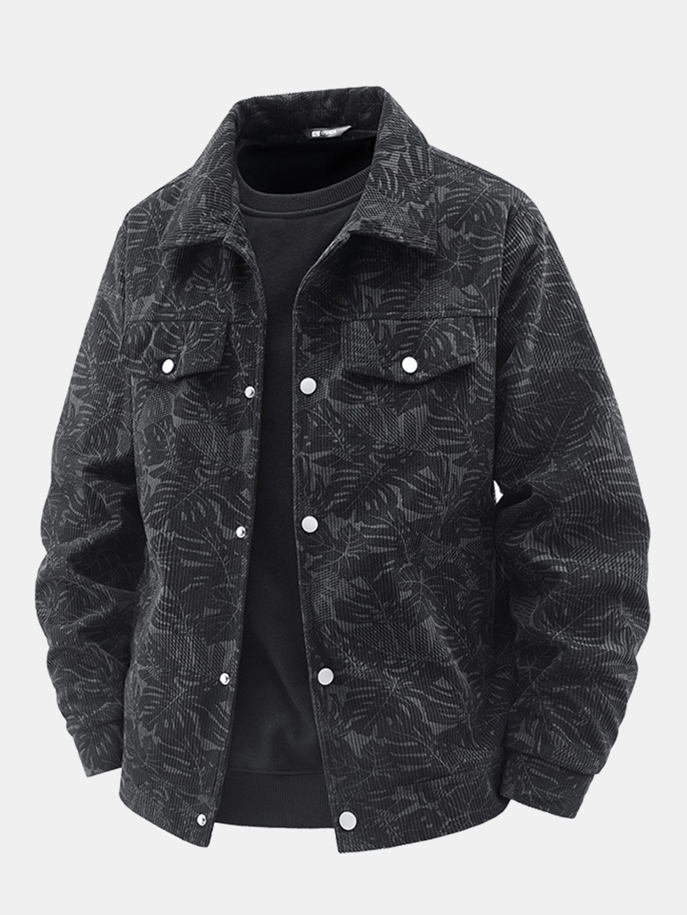 Leaf Print Corduroy Jacket