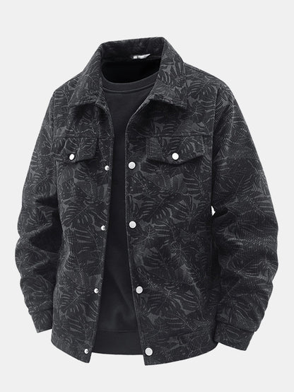Leaf Print Corduroy Jacket