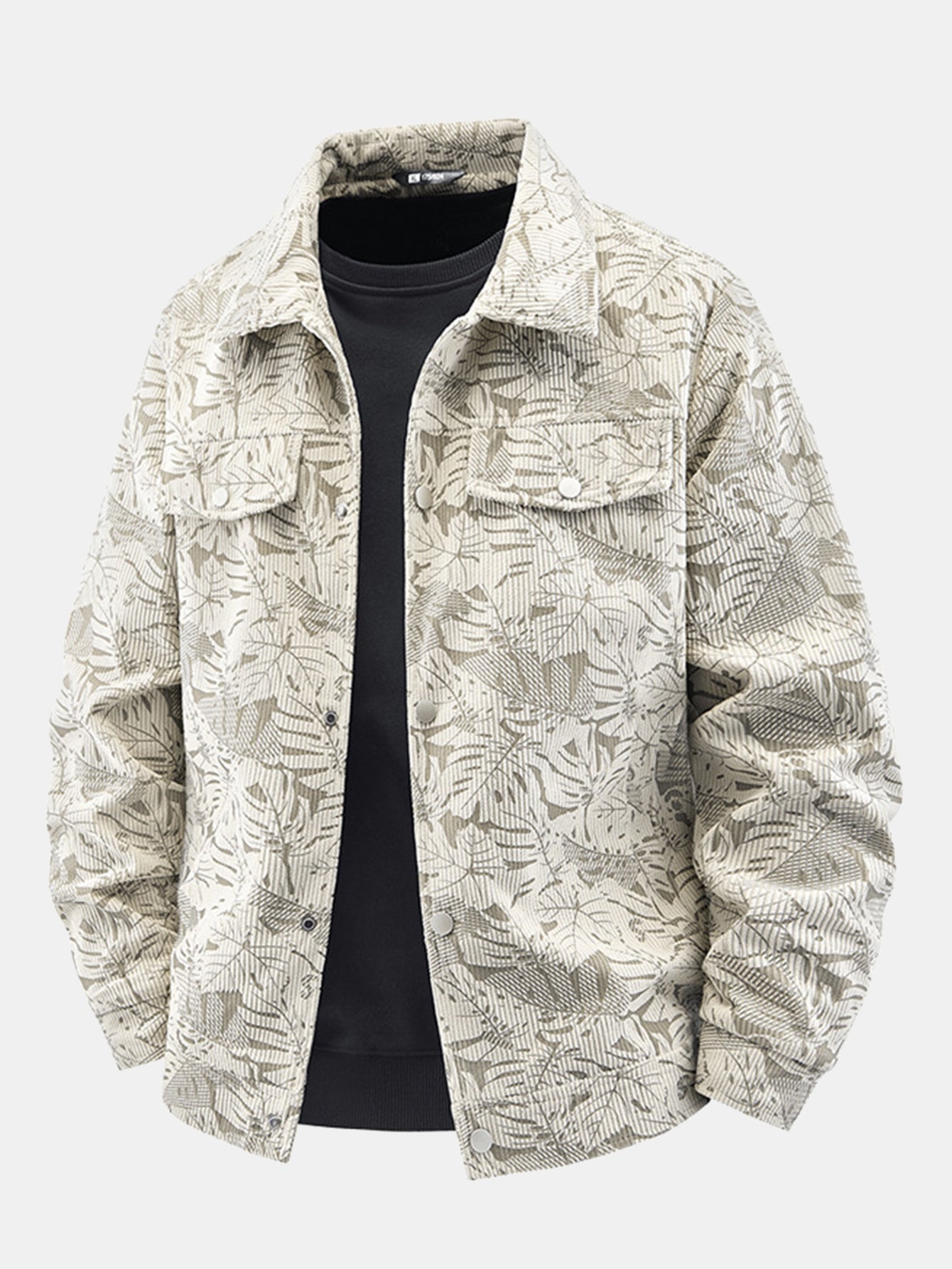 Leaf Print Corduroy Jacket
