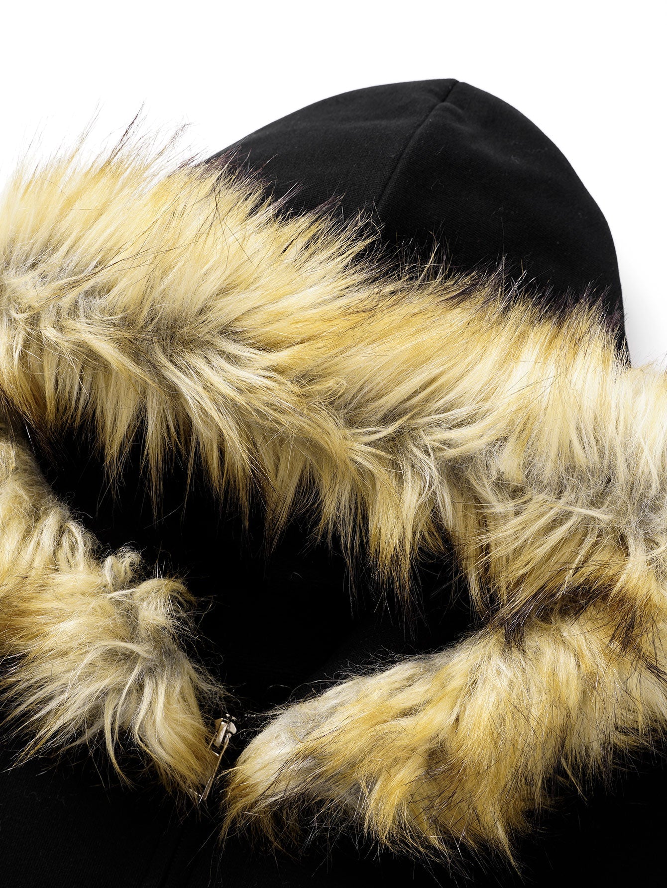 Relax Fit Faux Fur Collar Zip-Up Hoodie