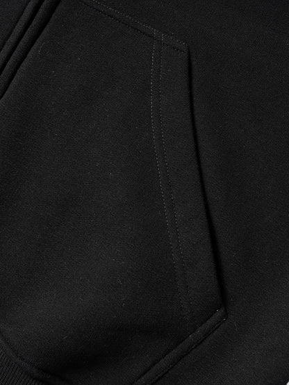 Relax Fit Faux Fur Collar Zip-Up Hoodie