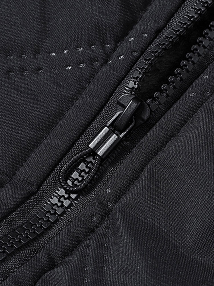 Faux Fur Lined Quilted Stand Collar Jacket