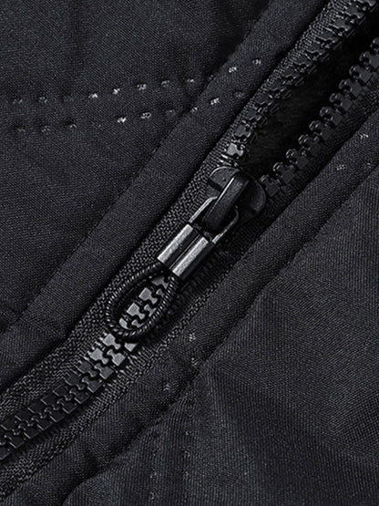 Faux Fur Lined Quilted Stand Collar Jacket