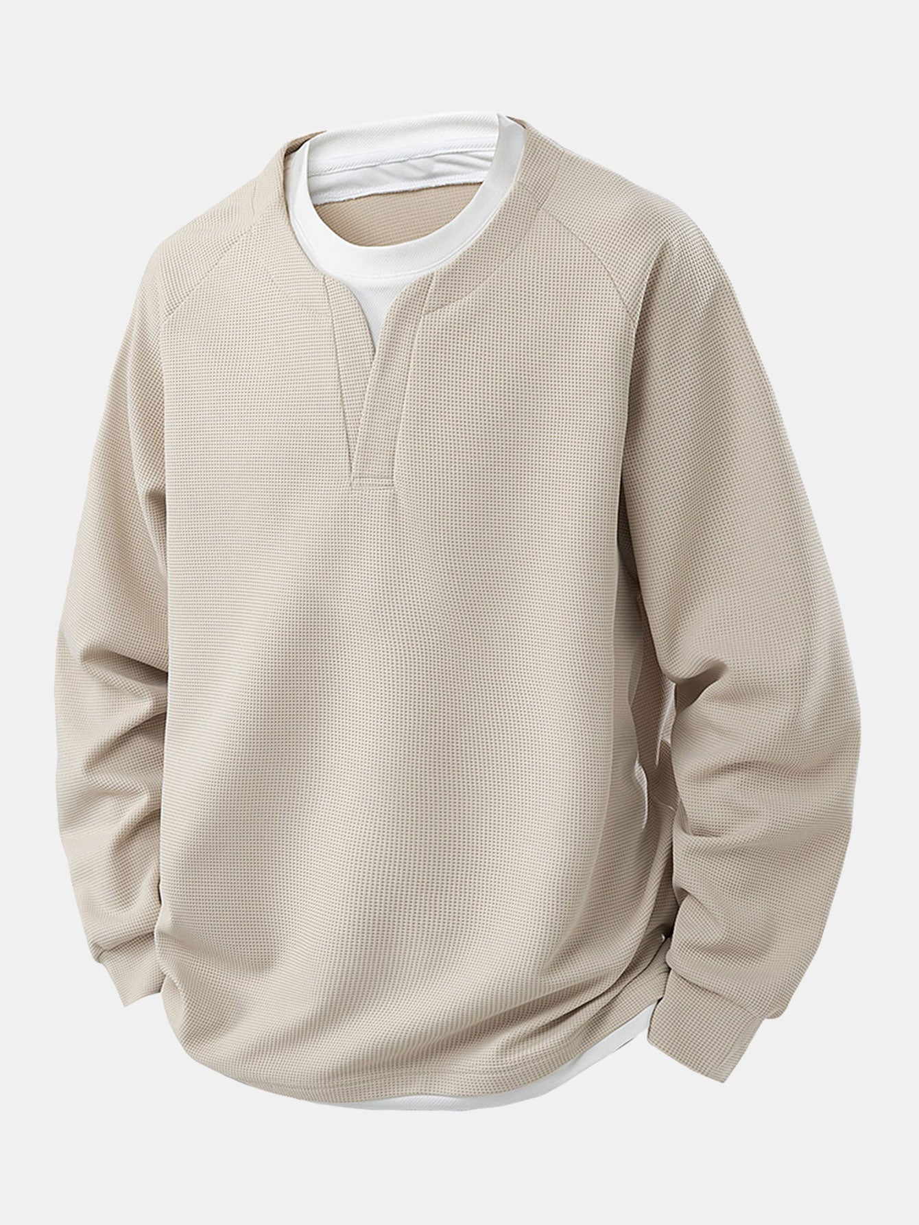 Raglan Sleeve 2 In 1 Waffle T-Shirt