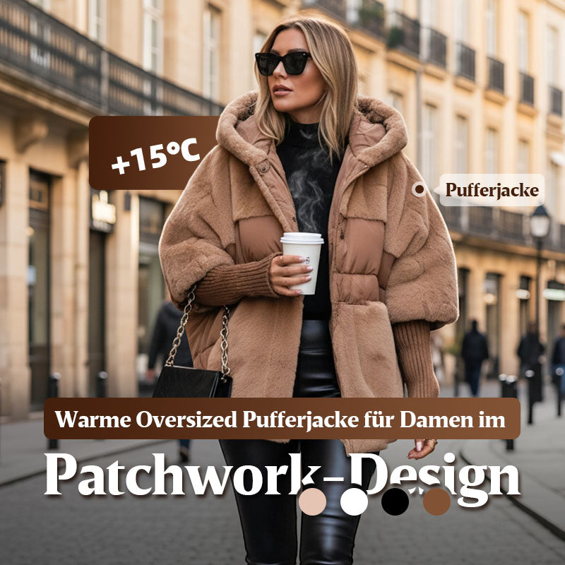 Damen Oversized Puffer jacket Patchwork-Design