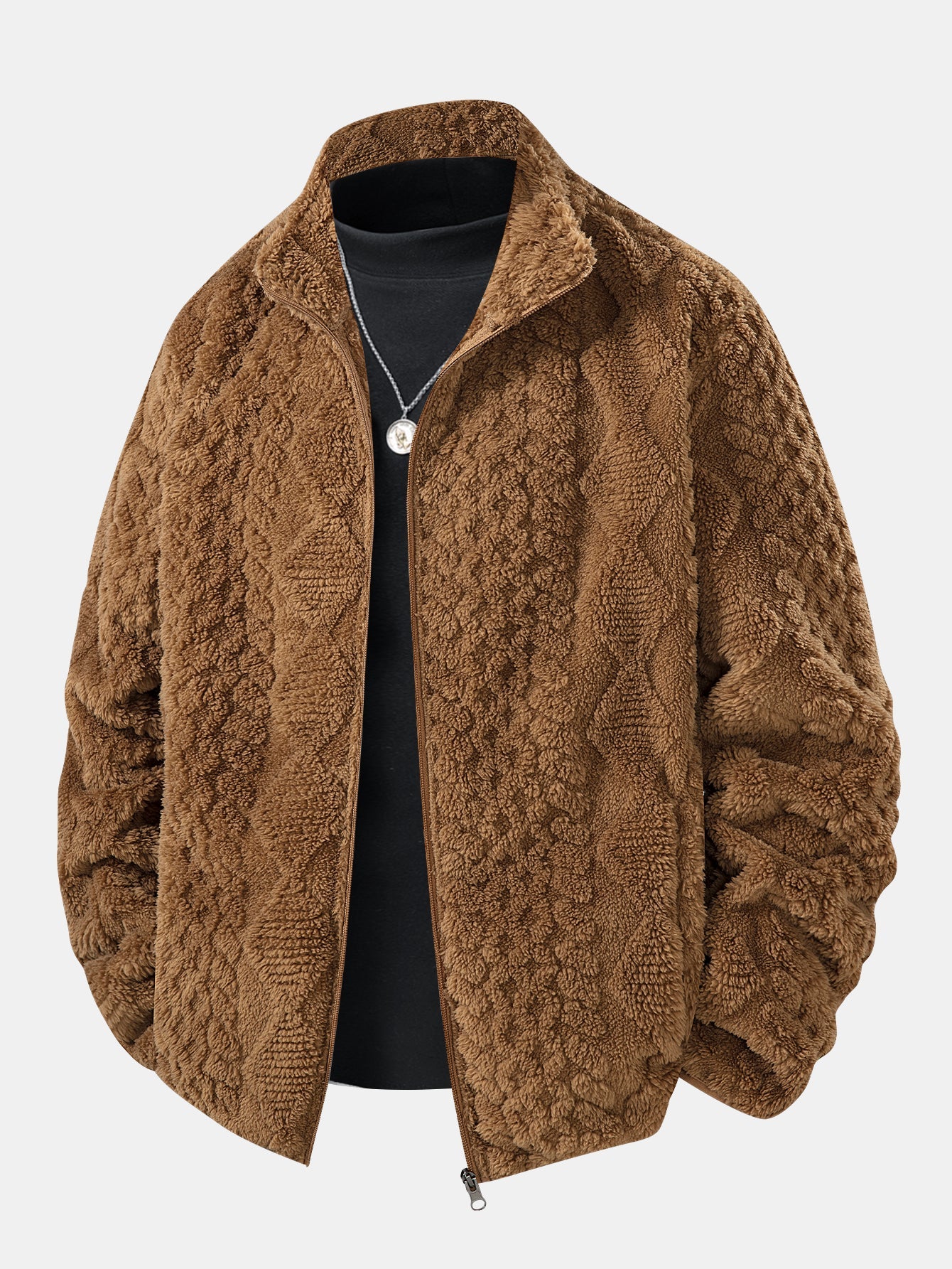 Geometric Jacquard Teddy Jacket