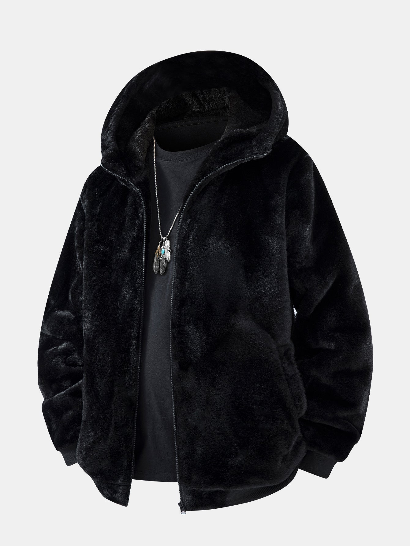 Animal Print Faux Fur Hooded Jacket