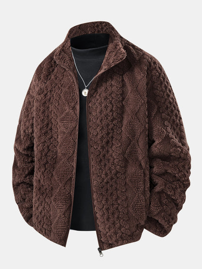 Geometric Jacquard Teddy Jacket