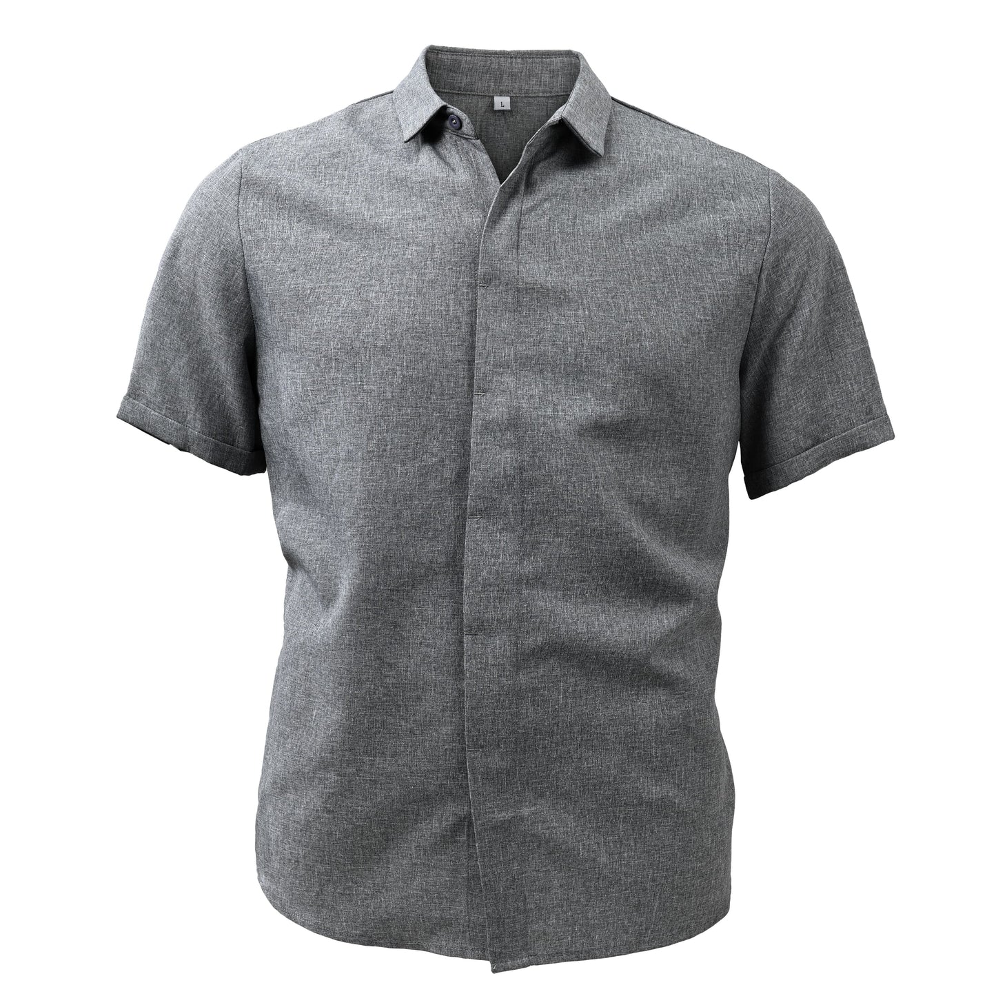 Men's Lapel Cotton Linen Short Sleeve Shirt