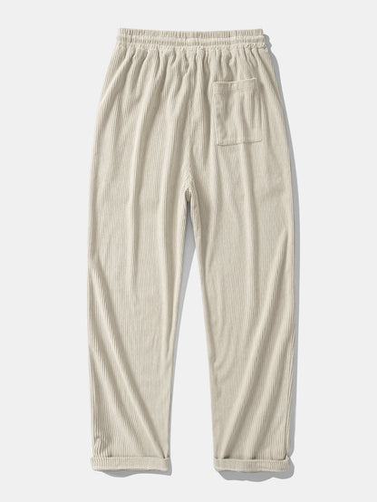 Long Sleeved Contrast Corduroy Hooded Shirt & Straight Leg Corduroy Pants