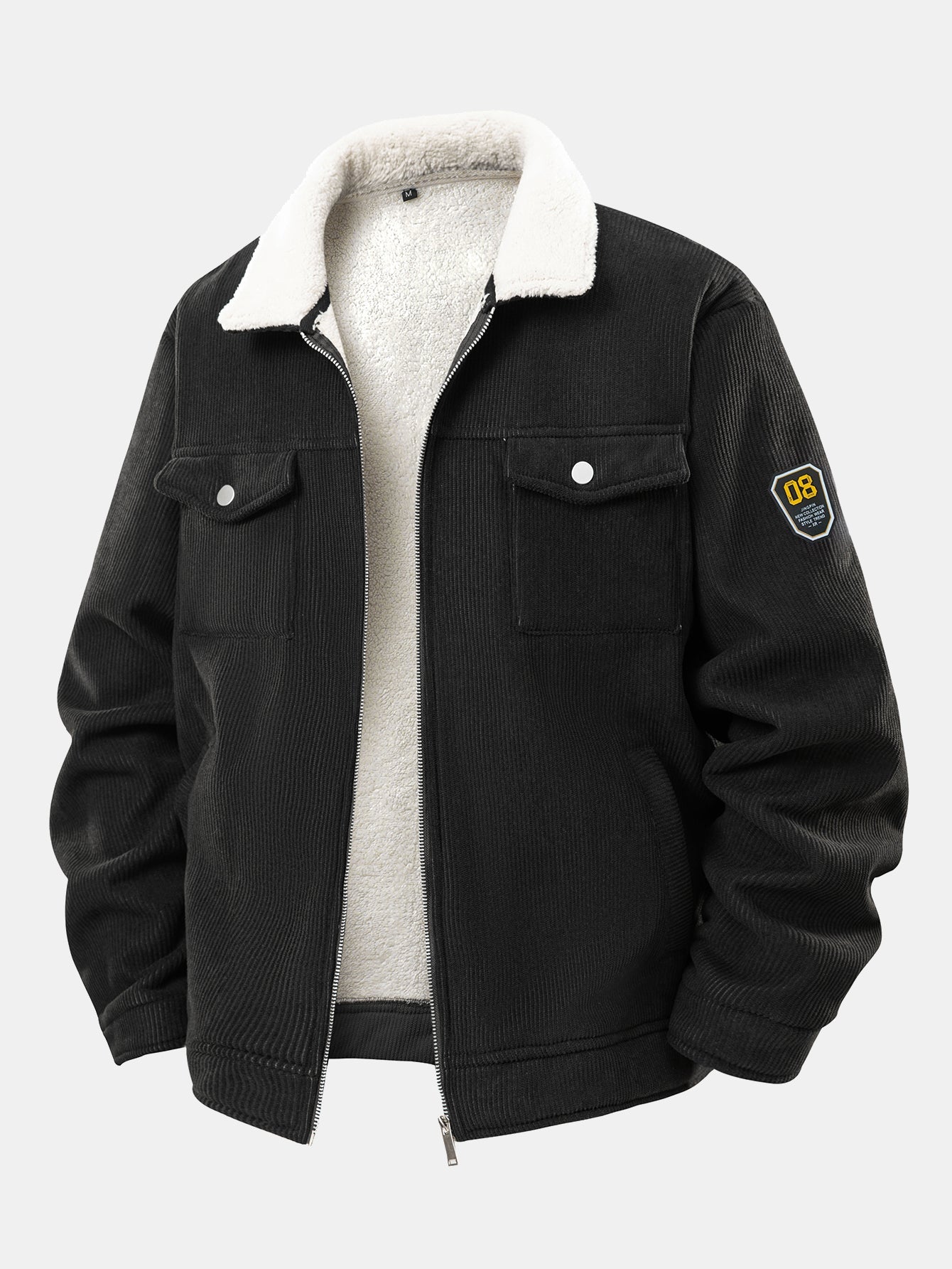 Teddy Lined Zipper Corduroy Jacket