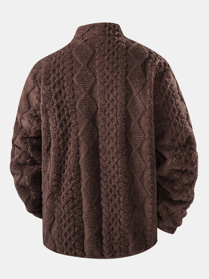 Geometric Jacquard Teddy Jacket