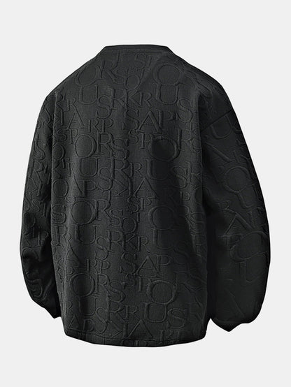 Letter Jacquard V Neck T-Shirt