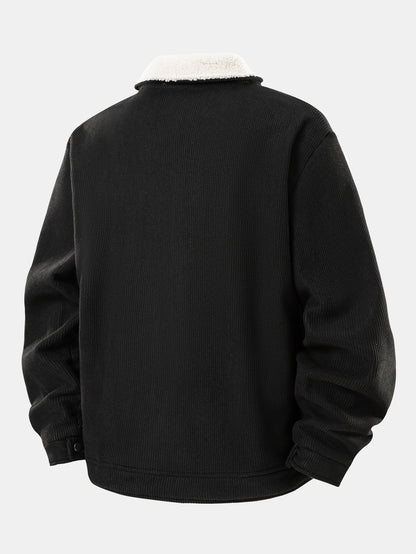 Teddy Lined Zipper Corduroy Jacket