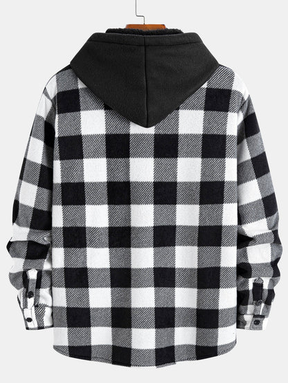 Flannel Fleece Lined Zip Up Hooded Shirt