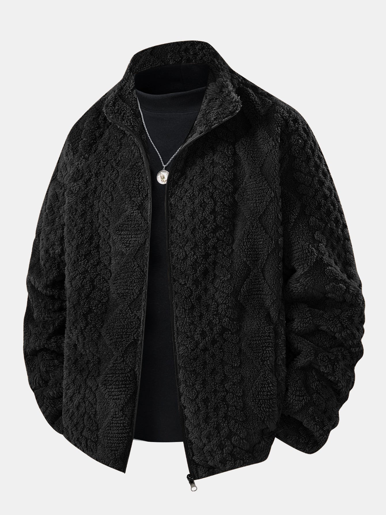 Geometric Jacquard Teddy Jacket