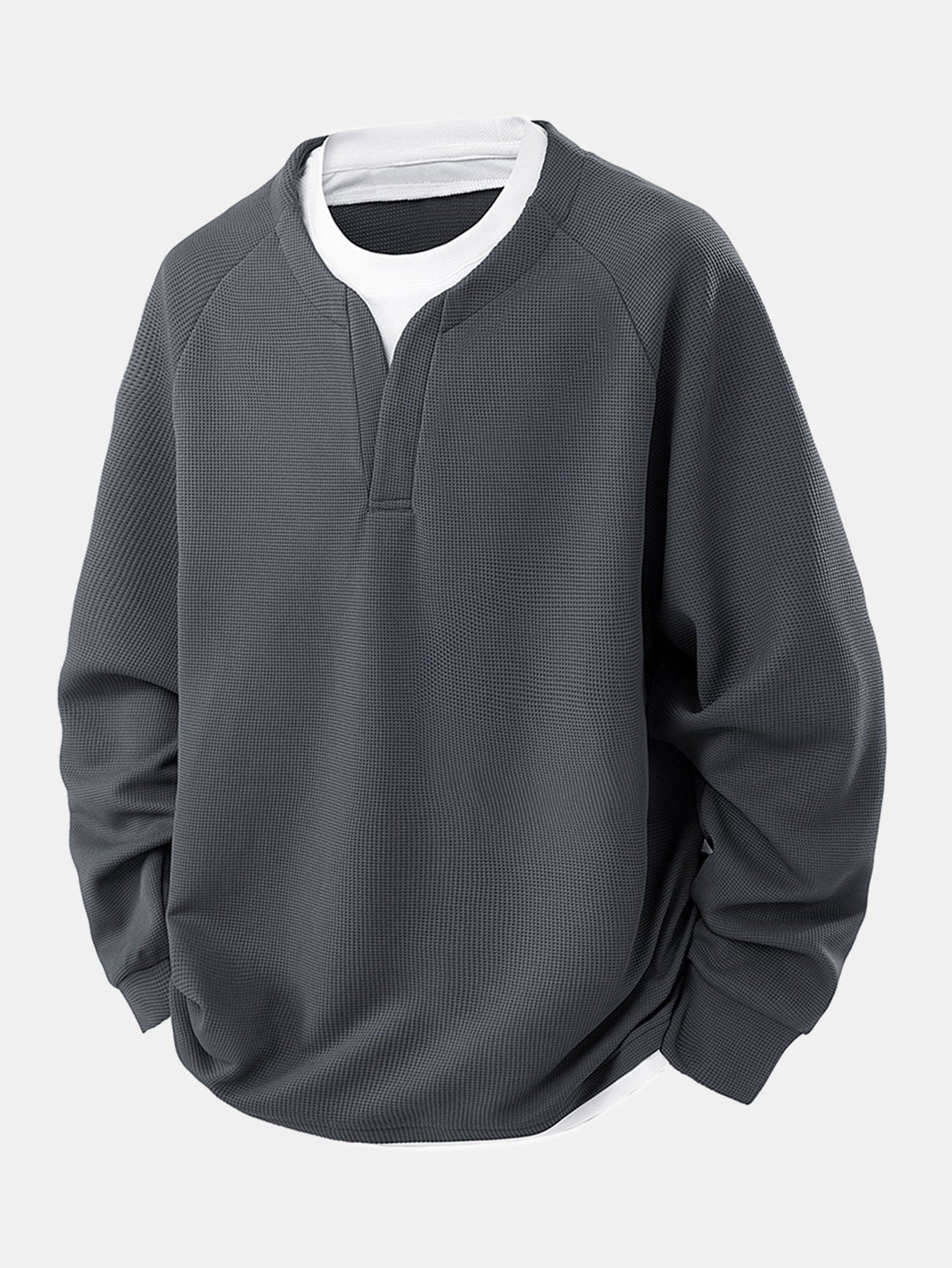 Raglan Sleeve 2 In 1 Waffle T-Shirt