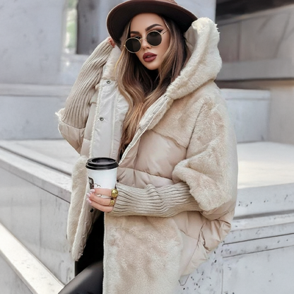 Damen Oversized Puffer jacket Patchwork-Design