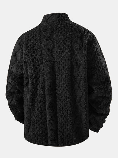 Geometric Jacquard Teddy Jacket