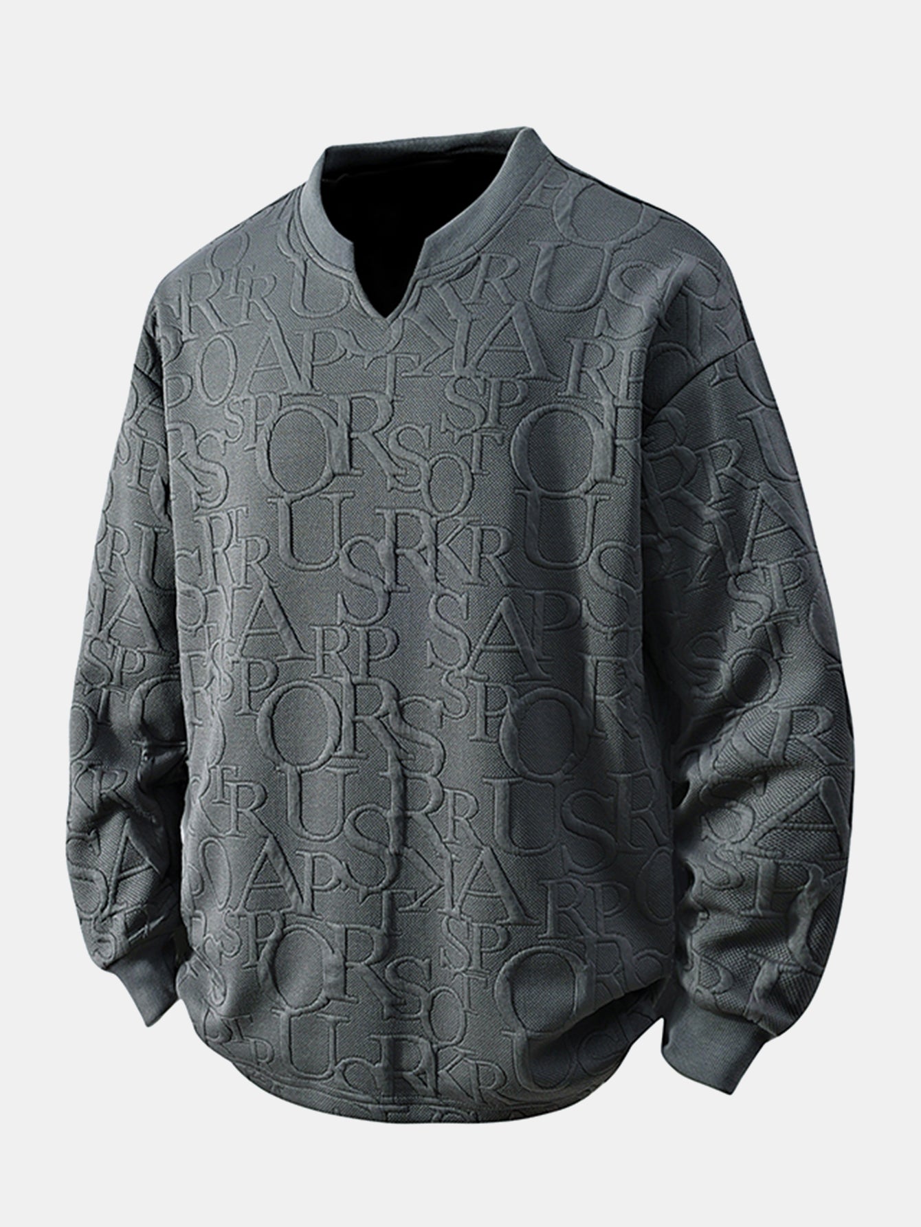 Letter Jacquard V Neck T-Shirt