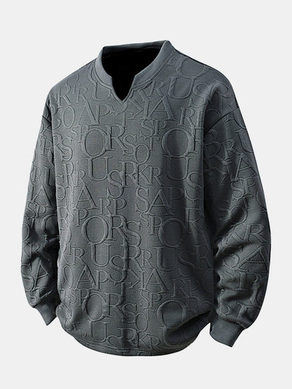 Letter Jacquard V Neck T-Shirt