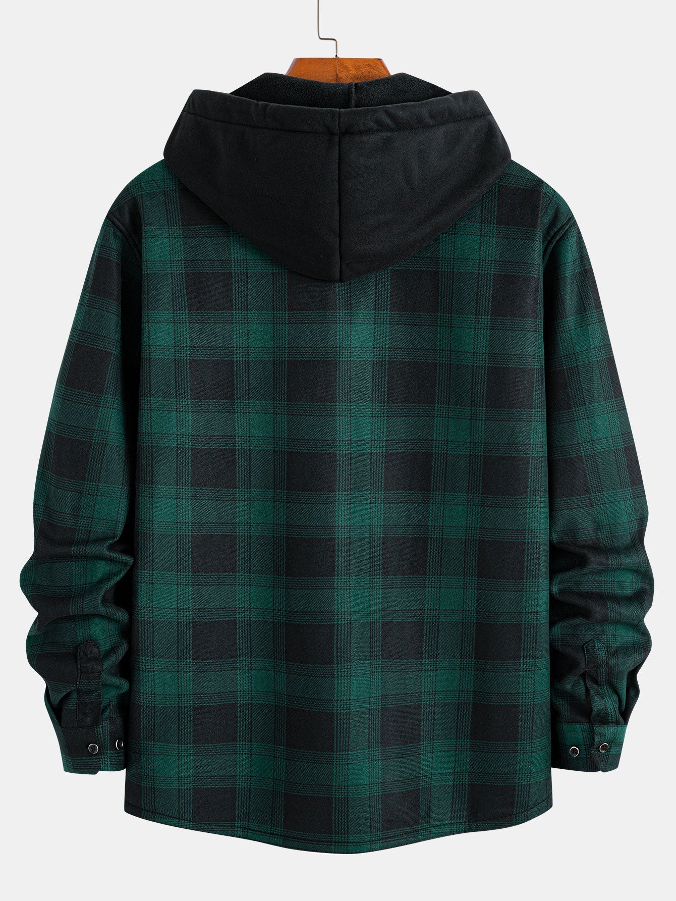 Flannel Fleece Lined Hooded Shirt With Pockets