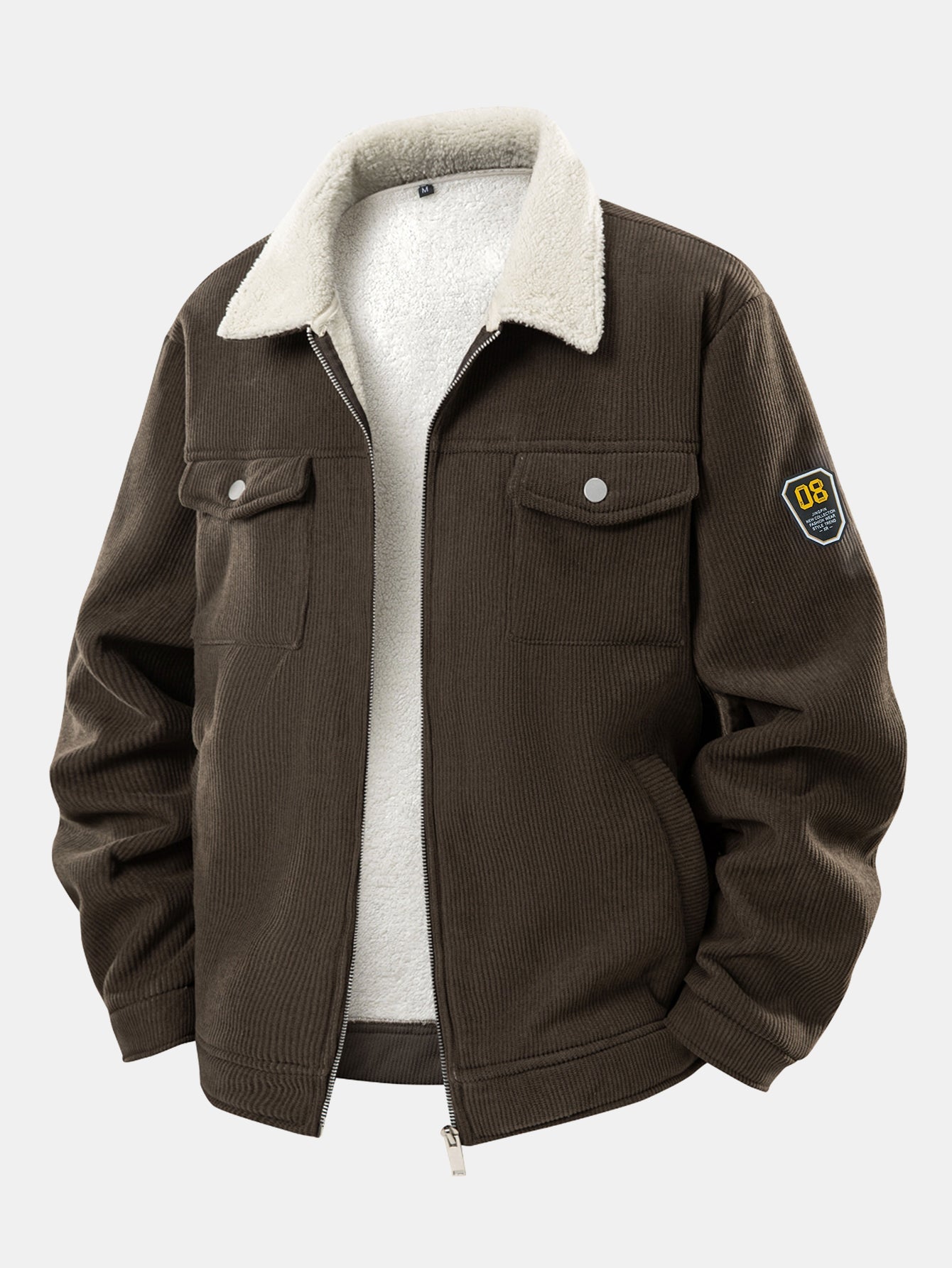 Teddy Lined Zipper Corduroy Jacket