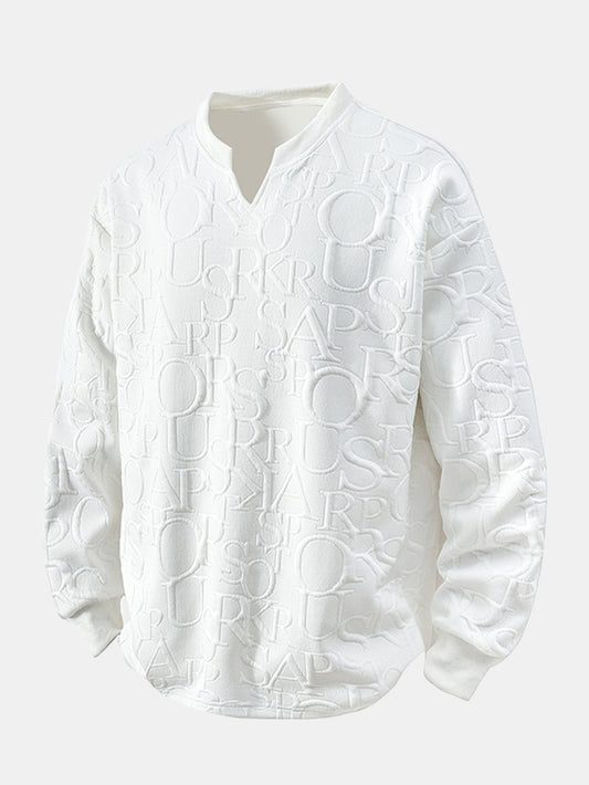 Letter Jacquard V Neck T-Shirt