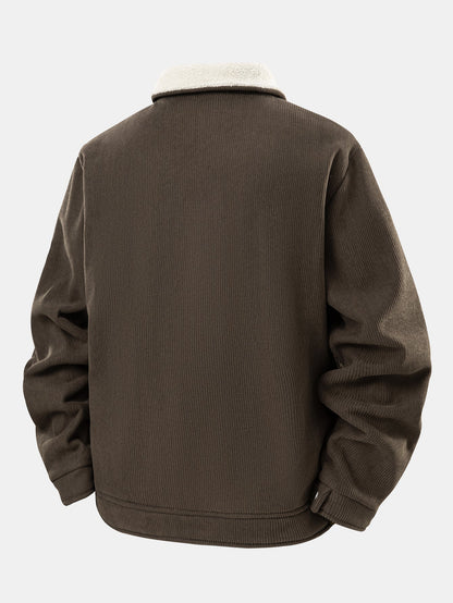 Teddy Lined Zipper Corduroy Jacket
