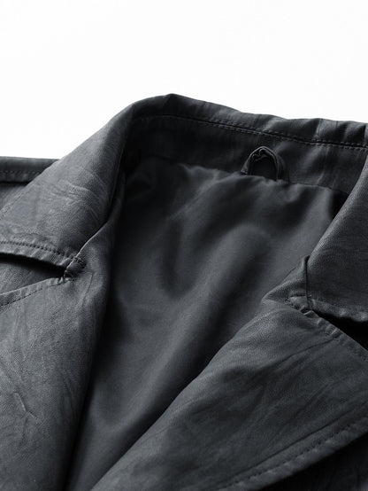 Textured PU Leather Jacket