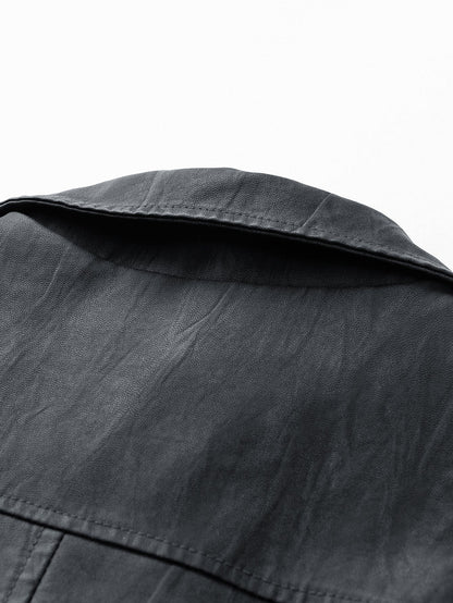 Textured PU Leather Jacket