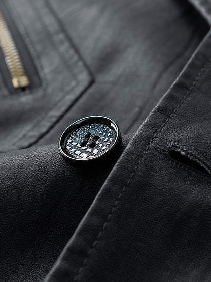 Textured PU Leather Jacket