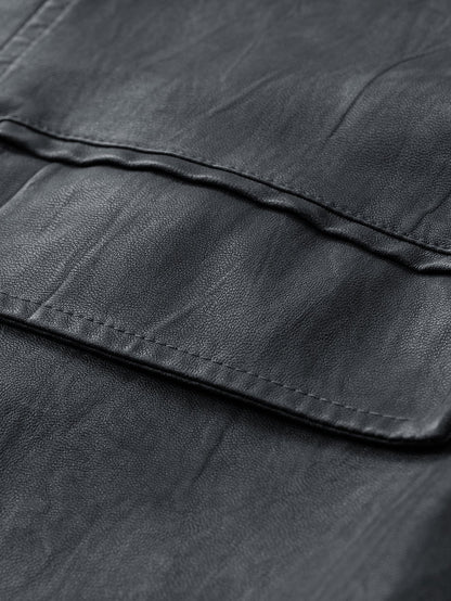 Textured PU Leather Jacket