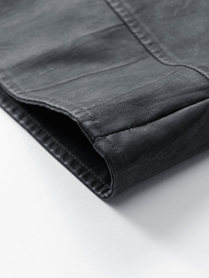 Textured PU Leather Jacket
