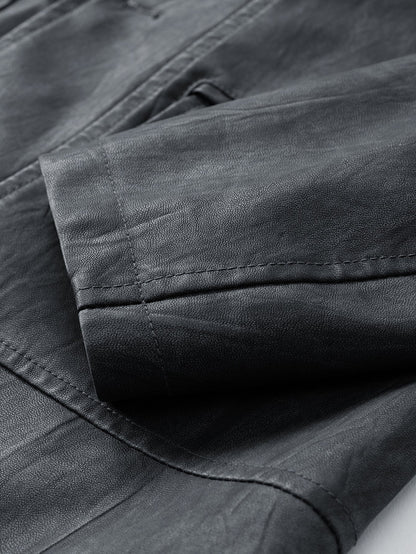 Textured PU Leather Jacket