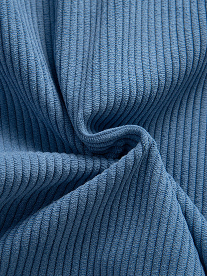 Long Sleeved Contrast Corduroy Hooded Shirt