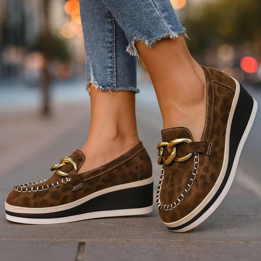 RELIA LEOPARD CHAIN COMFORT PLATFORM LOAFER