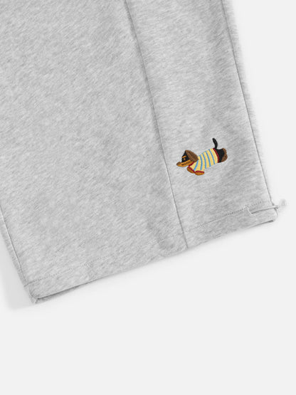 Embroidery Dog Baggy Barrel Sweatpants