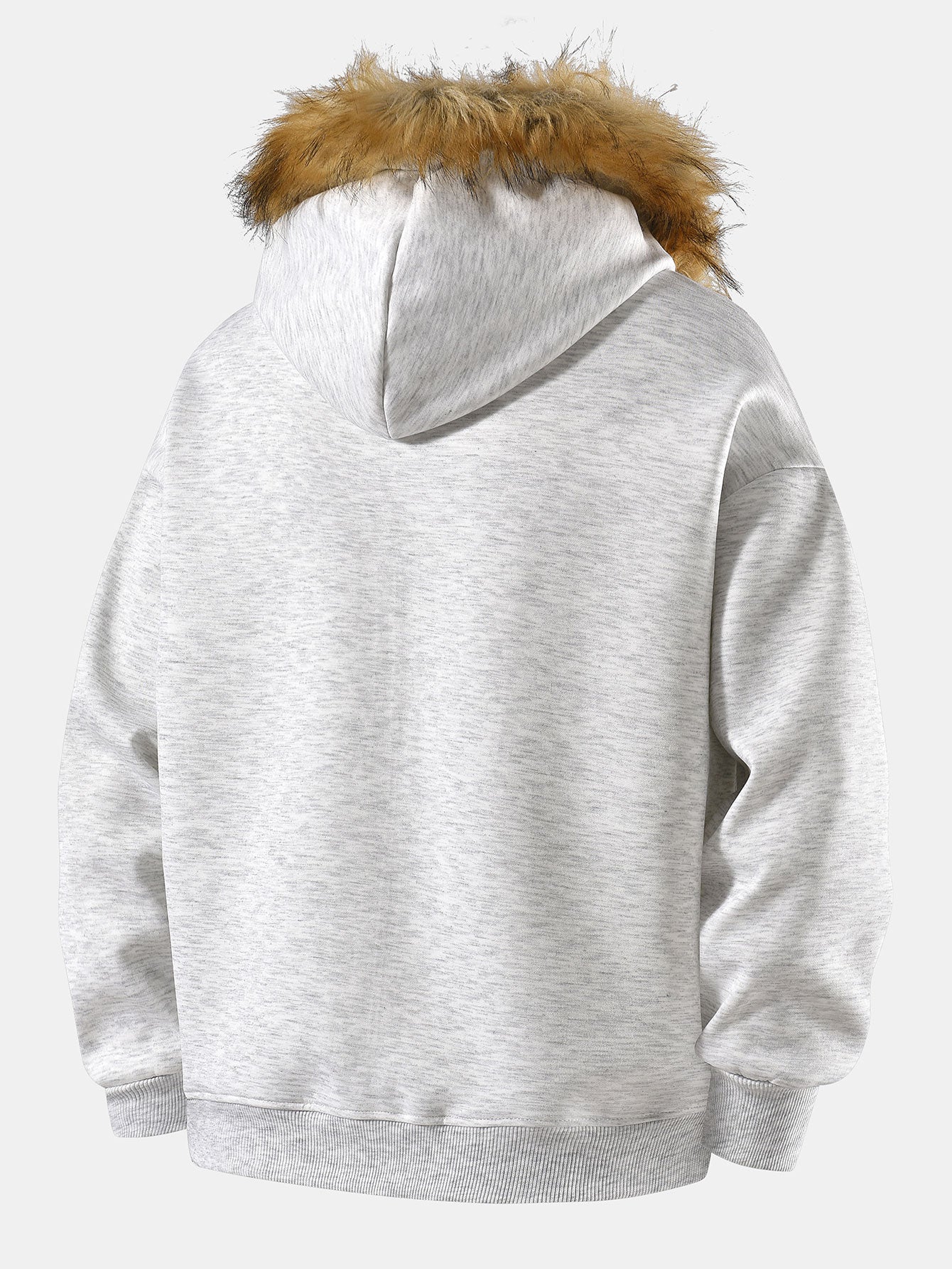 Relax Fit Faux Fur Collar Zip-Up Hoodie