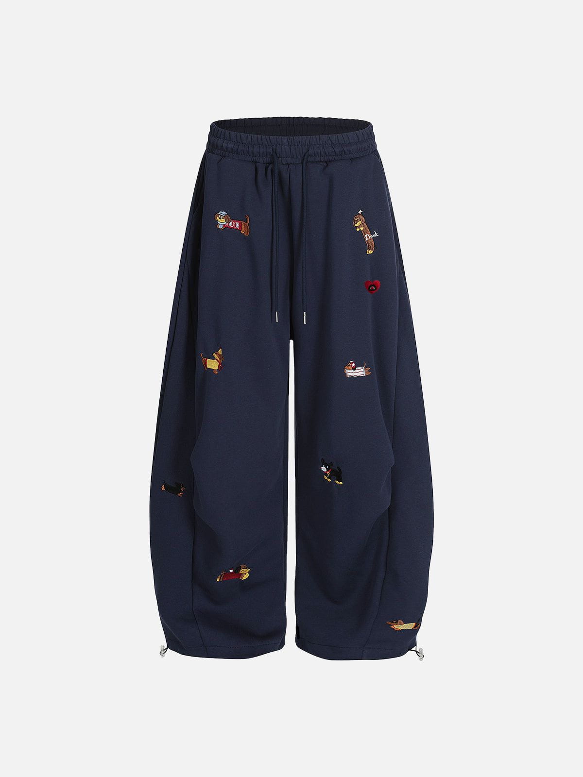 Embroidery Dog Baggy Barrel Sweatpants